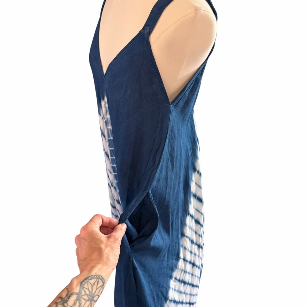 Shoreline Wear Indigo Blue Tie Dye Harem Jumpsuit Maxi Dress Boho Small 215624 - Picture 5 of 16